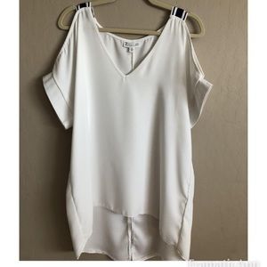 NY&Co cold shoulder blouse top w/ ribbon trim